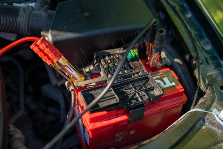 cables attached to the car batter different angle